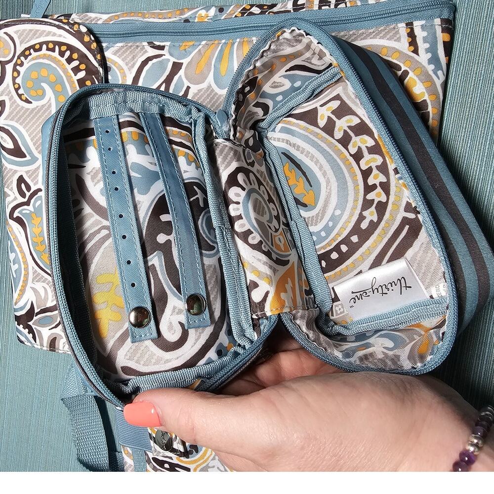 LOT of 3 Thirty-One Garden Paisley Hanging Travel Jewelry Cases Mini Makeup - Picture 2 of 5